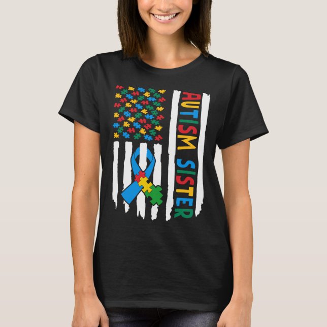 Camiseta Orgulloso autismo Hermana de Estados Unidos Rompe  (Anverso)
