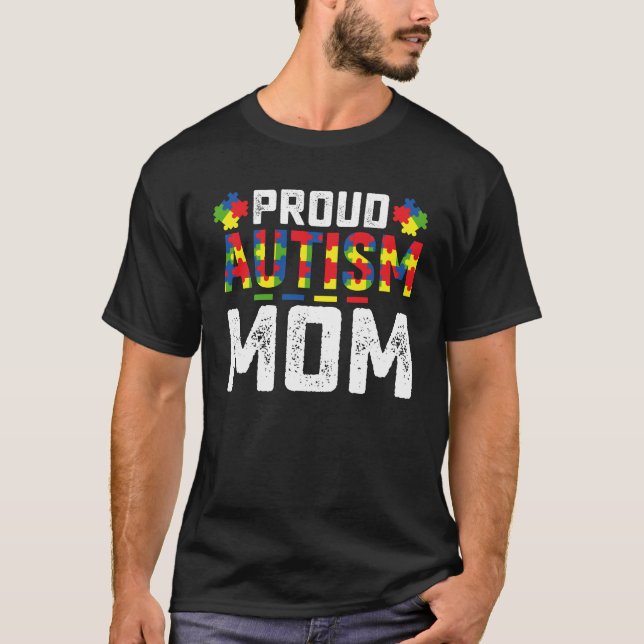 Camiseta Orgulloso autismo mamá Conciencia Familia autista (Anverso)