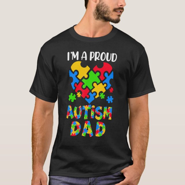 Camiseta Orgulloso autismo papá Conciencia Padre Día Hijo a (Anverso)
