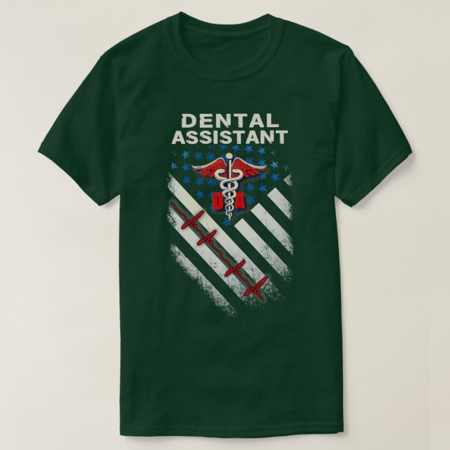 Camiseta Orgulloso Ayudante Dental Americano (Diseño del anverso)