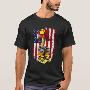 Camiseta Orgulloso bombero norteamericano de bandera de bom