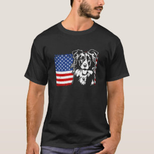 Camiseta Orgulloso Border Collie Bandera Americana de EE. U