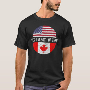 Camiseta Orgulloso Canadiense Sí, Soy Los Dos Usa Canada Fl