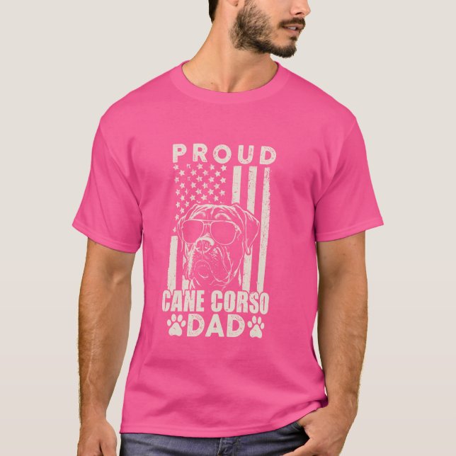 Camiseta Orgulloso Cane Corso Dad Bandera Estadounidense Pe (Anverso)