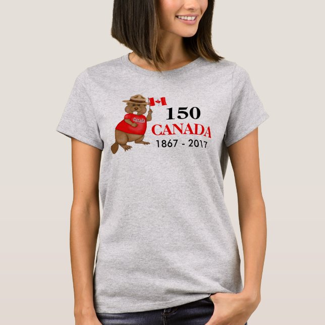 Camiseta Orgulloso castor canadiense 150 años (Anverso)