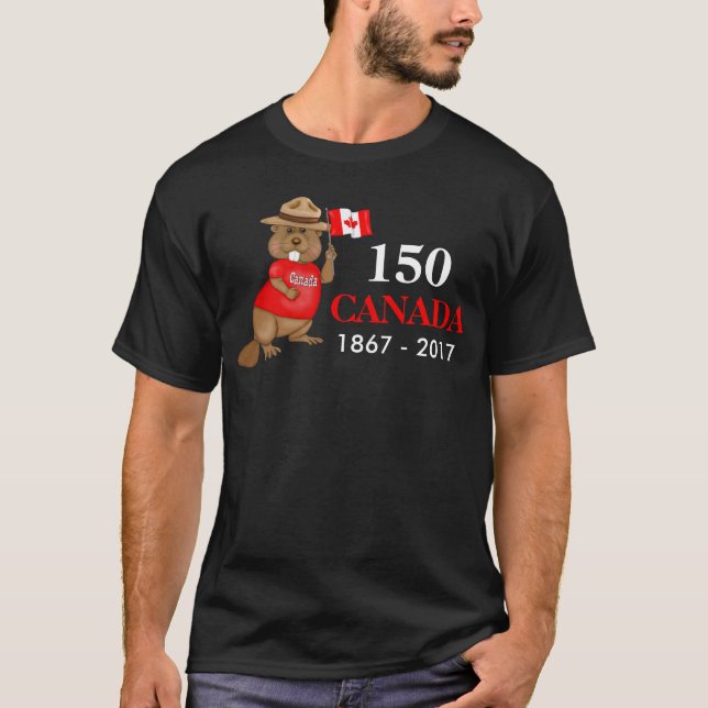 Camiseta Orgulloso castor canadiense 150 años (Anverso)