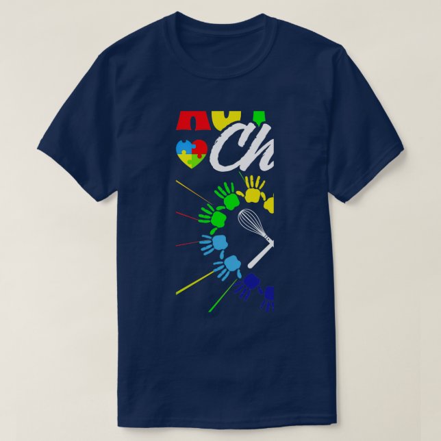 Camiseta Orgulloso Chef Autismo Conciencia Hombres Mujeres  (Diseño del anverso)