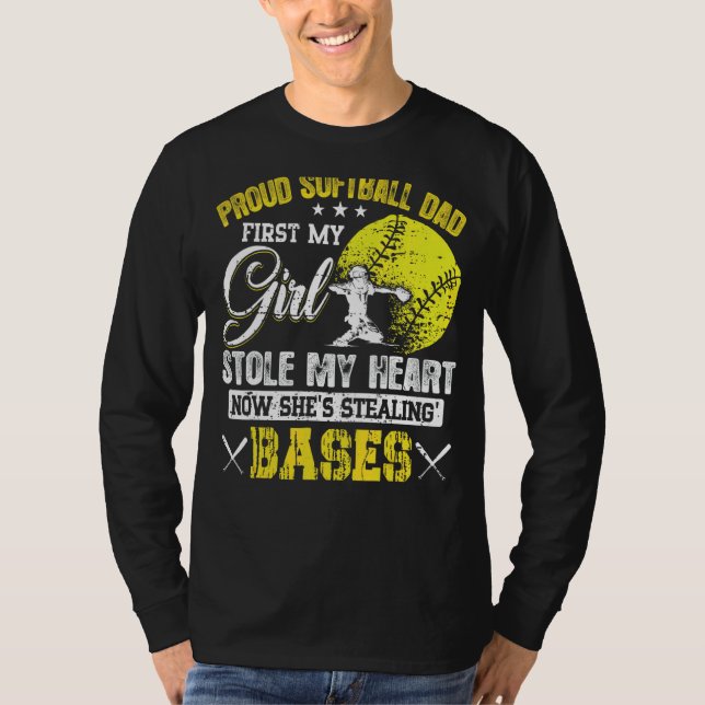 Camiseta Orgulloso Chica de Softball Dad Stole My Heart Sof (Anverso)