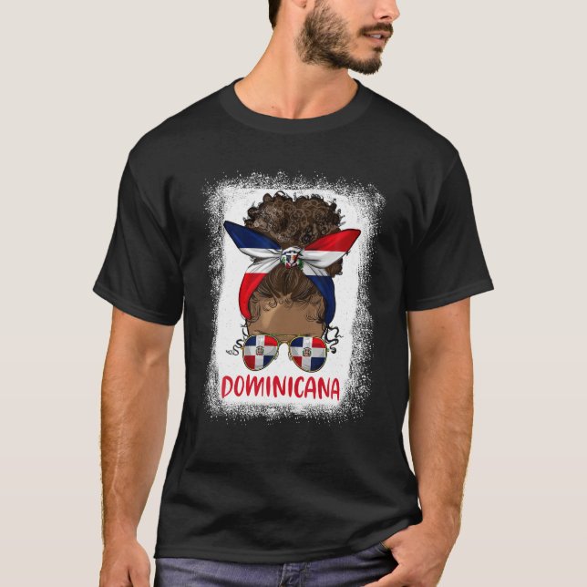 Camiseta Orgulloso Chica dominicano Messy Bandera Dominica  (Anverso)