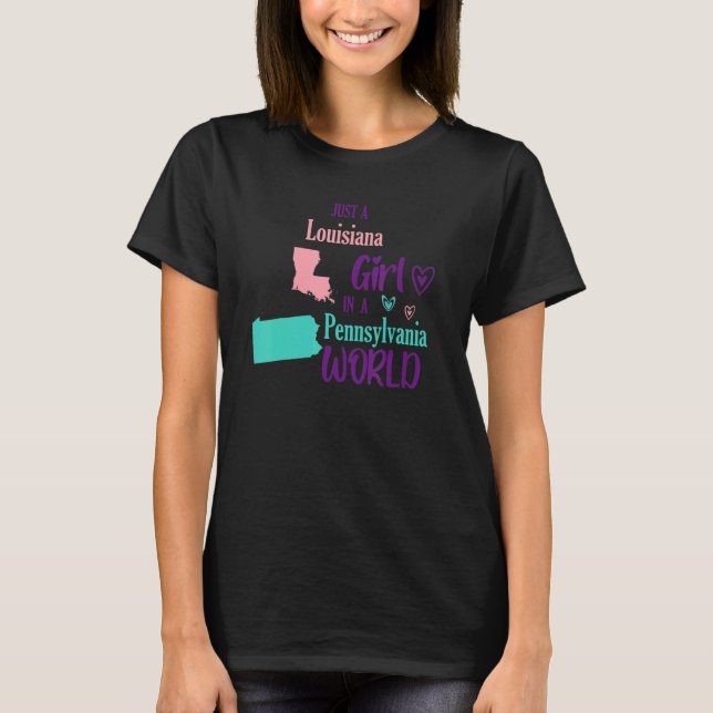Camiseta Orgulloso chica solo un chica de Louisiana en Pens (Anverso)