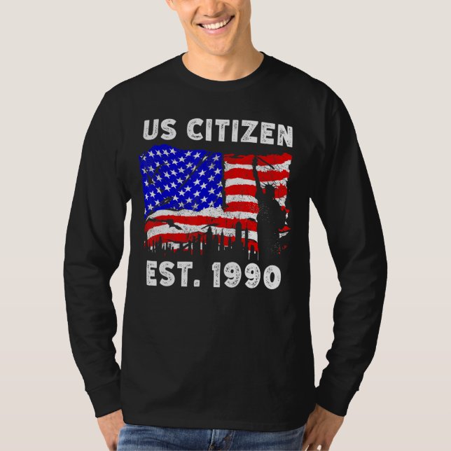 Camiseta Orgulloso Ciudadano Estadounidense Desde 1990 Por  (Anverso)