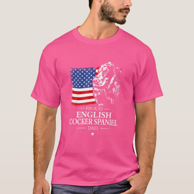Camiseta Orgulloso Cocker Inglés Spaniel Dad American Flag  (Anverso)