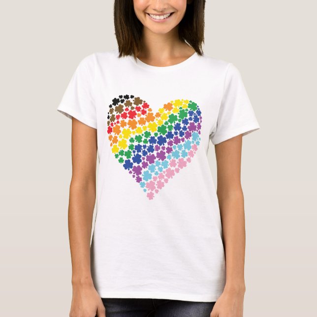 Camiseta Orgulloso corazón del Shamrock arcoiris irlandés (Anverso)