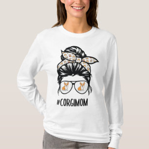 Camiseta Orgulloso Corgi Mom Messy Bun gafas de pelo