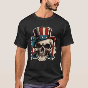 Camiseta Orgulloso cráneo de sombrero de copa americano tat