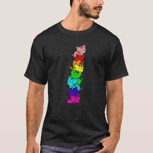 Camiseta Orgulloso Cute Gay Lgbt Montón de Gatos Bandera Lg
