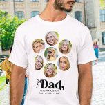 Camiseta Orgulloso DAD Personalizado moderno 7 Graduación d<br><div class="desc">¡Felicitaciones por la graduación de su hijo! Como papá orgulloso, mereces mostrar tu amor y apoyo con una camiseta personalizada. Este diseño retro-moderno presenta un collage de fotos mostrando siete de tus recuerdos favoritos con tu graduado. Ya sea de secundaria, universidad o universidad, esta camisa es perfecta para cualquier graduado...</div>