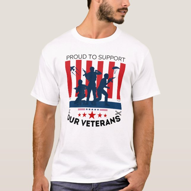 Camiseta Orgulloso de apoyar a nuestros veteranos (Anverso)