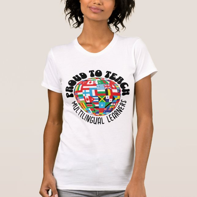 CAMISETA ORGULLOSO DE ENSEÑAR A LOS PROFESORES MULTILINGÜES (Anverso)