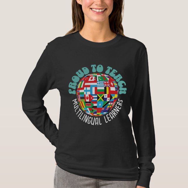 CAMISETA ORGULLOSO DE ENSEÑAR A LOS PROFESORES MULTILINGÜES (Anverso)