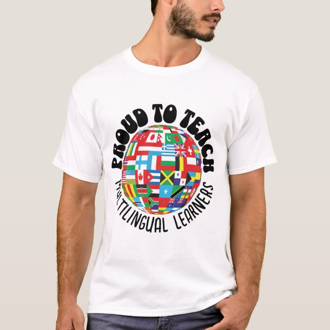 CAMISETA ORGULLOSO DE ENSEÑAR A LOS PROFESORES MULTILINGÜES (Anverso)