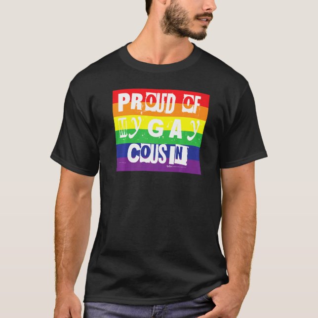 Camiseta Orgulloso De Mi Primo Gay Orgullo Arcoiris 1 (Anverso)