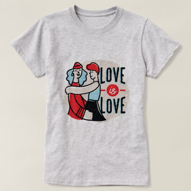 Camiseta Orgulloso de ser lesbiana gay, amor es amor (Diseño del anverso)