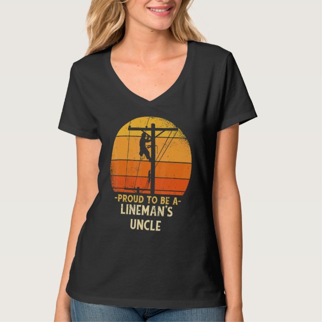 Camiseta Orgulloso De Ser Tío Lineman Cable Eléctrico Elect (Anverso)