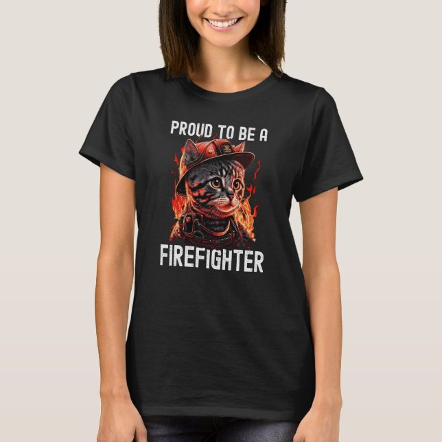 Camiseta Orgulloso de ser un bombero gato gatito bombero (Anverso)