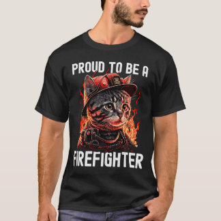 Camiseta Orgulloso de ser un bombero gato gatito bombero