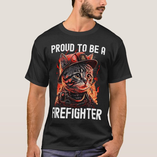 Camiseta Orgulloso de ser un bombero gato gatito bombero (Anverso)