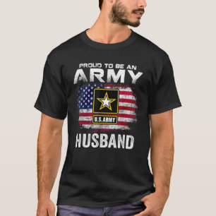 Camiseta Orgulloso De Ser Un Marido Del Ejército Con Bander