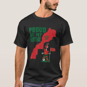 Camiseta Orgulloso del mapa de la bandera marroquí de mi he