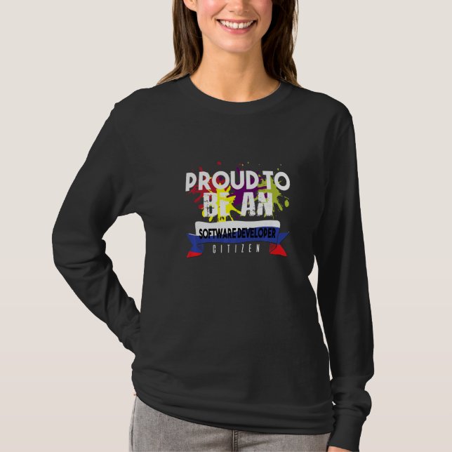 Camiseta Orgulloso Desarrollador de Software Ciudadano Prof (Anverso)