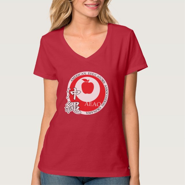 Camiseta Orgulloso Educador v-neck (Rojo) (Anverso)
