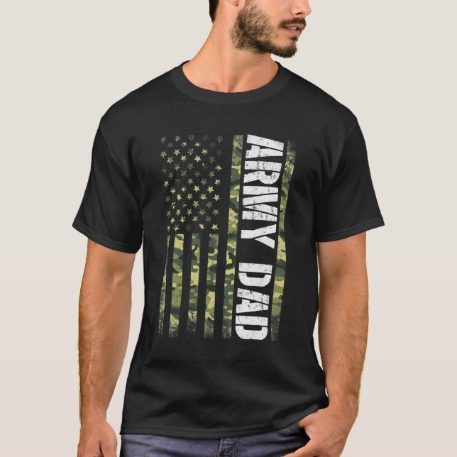 Camiseta Orgulloso Ejército Papá Estados Unidos Bandera Reg (Anverso)