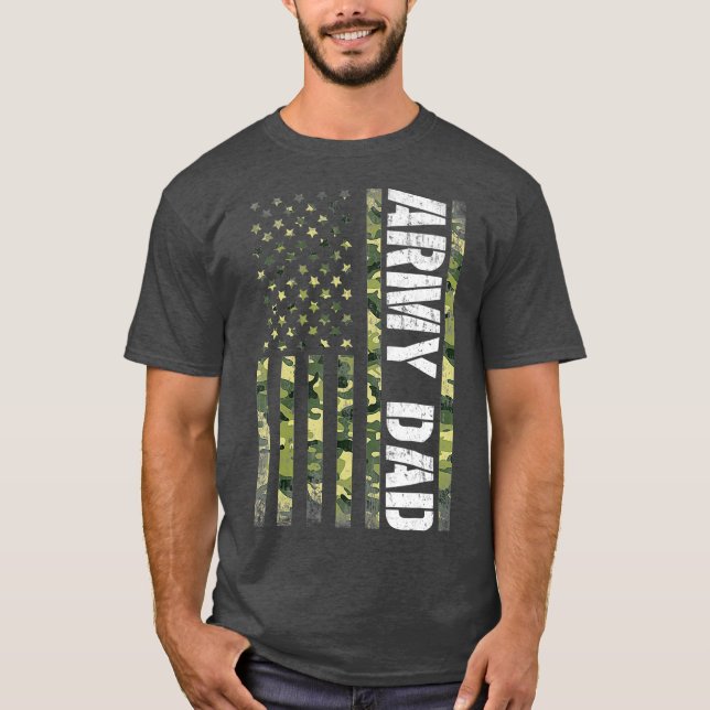 Camiseta Orgulloso Ejército Papá Estados Unidos Bandera Reg (Anverso)