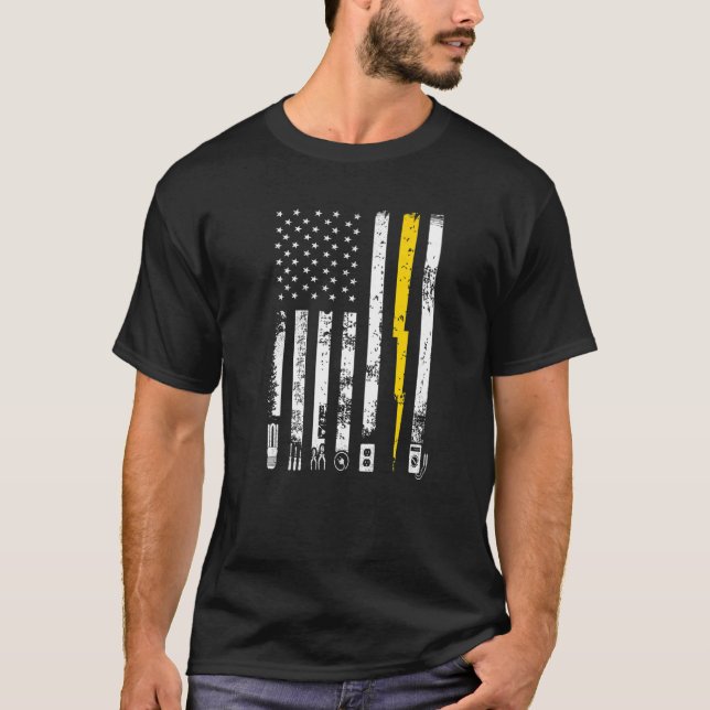 Camiseta Orgulloso electricista Ue Flag Tools Electric Powe (Anverso)