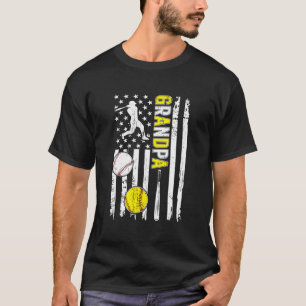 Camiseta Orgulloso equipo de béisbol Abuelo Bandera America