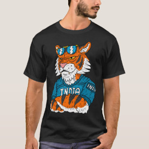 Camiseta Orgulloso equipo indio de críquet. Tigre de Bengal