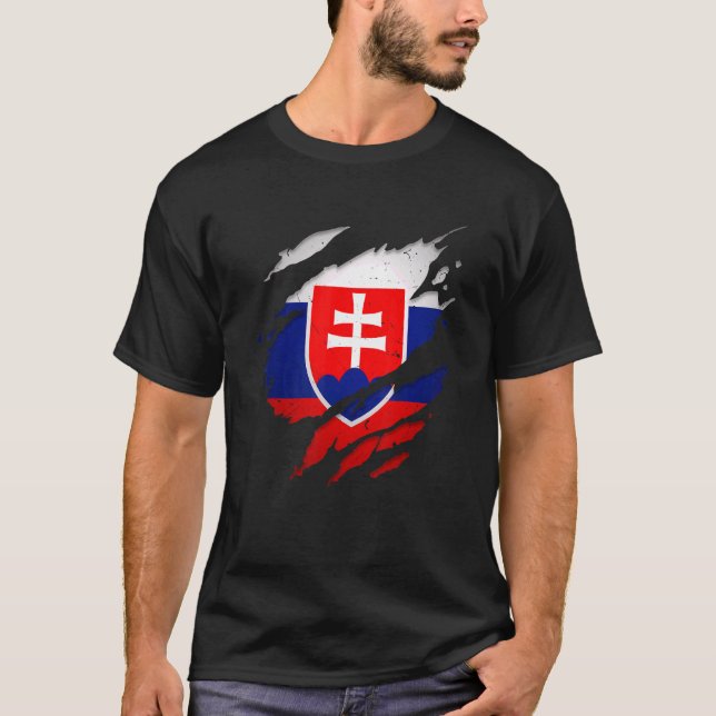 Camiseta Orgulloso eslovaco roto bandera de Eslovaquia (Anverso)