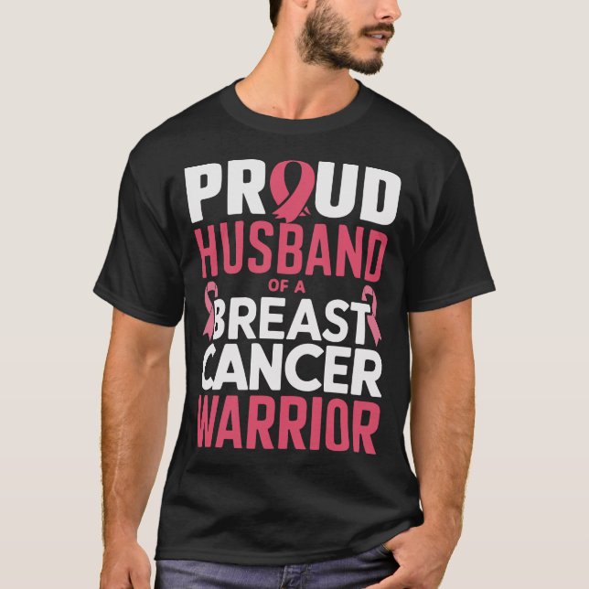 Camiseta Orgulloso esposo de un guerrero del cáncer de mama (Anverso)