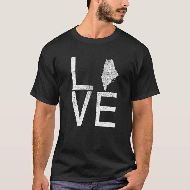Camiseta Orgulloso Estadounidense Fan Estado Maine Love Map (Anverso)