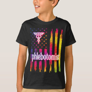 Camiseta Orgulloso flebotomía de la bandera de Estados Unid