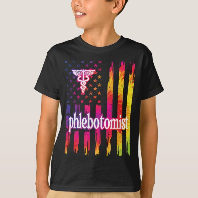 Camiseta Orgulloso flebotomía de la bandera de Estados Unid (Anverso)