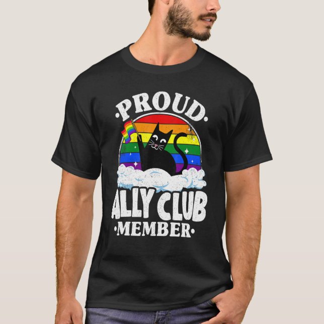 Camiseta Orgulloso gato miembro del Club Ally Arcoiris Orgu (Anverso)