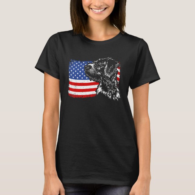 Camiseta Orgulloso German Wirehaired Pointer Bandera Americ (Anverso)