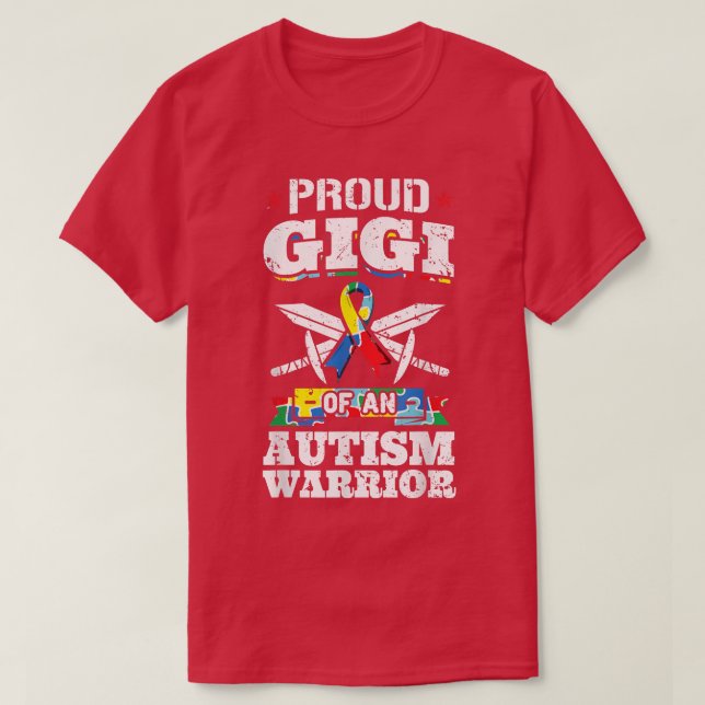 Camiseta Orgulloso Gigi De Un Guerrero Del Autismo Cinta G  (Diseño del anverso)