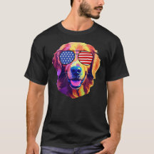 Orgulloso Golden Retriever gafas de sol de bandera