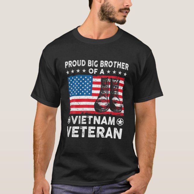 Camiseta Orgulloso Gran Hermano De Vietnam Veterana Bandera (Anverso)